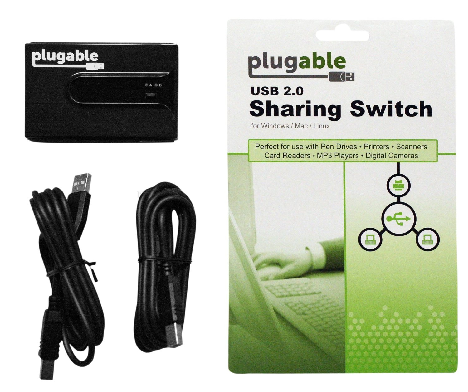 Plugable Technologies USB 2.0 Sharing Switch for One-Button USB Device Port Sharing Between Two Computers (A/B Dual Computer Switch) – image 3