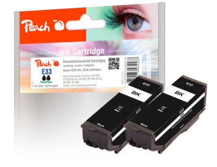 Peach Twin Pack Ink Cartridge black, compatible with Epson No. 33 bk*2, T3331