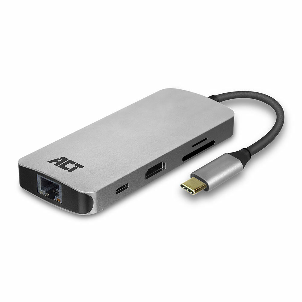 ACT AC7041 USB-C to HDMI multiport adapter with ethernet, USB hub, cardreader and PD pass through