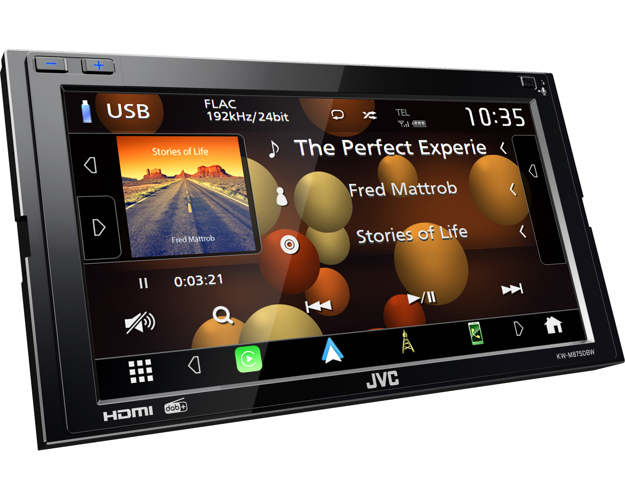 KW-M875DBW car media receiver Black Wi-Fi