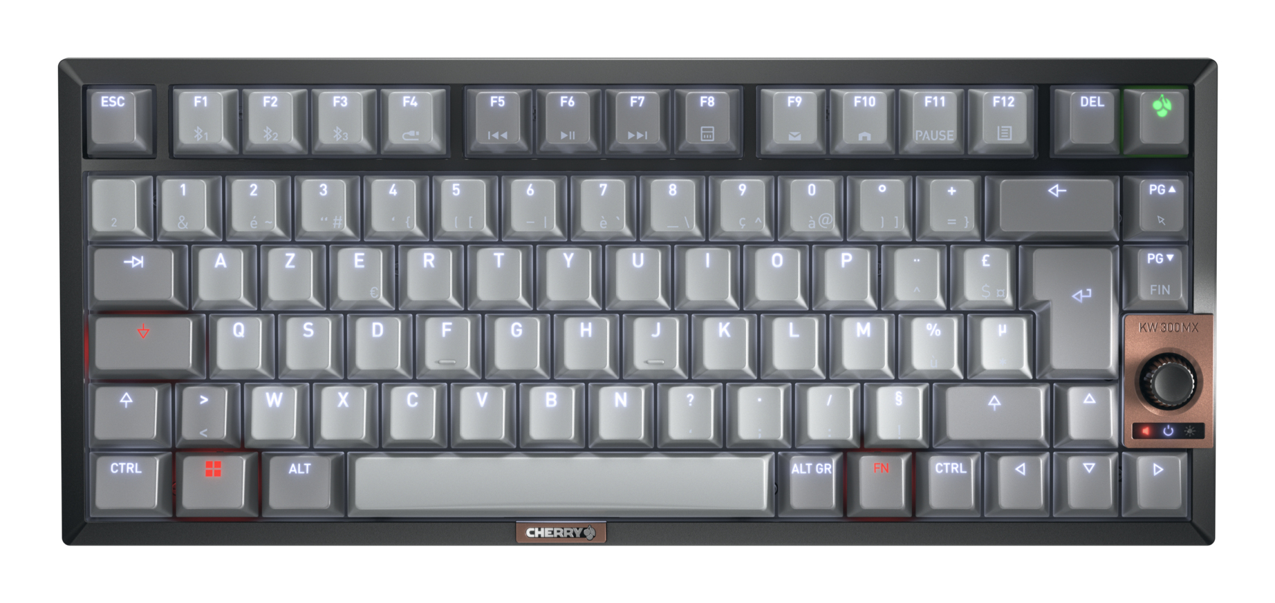 CHERRY KW 300W MX keyboard Home USB + Bluetooth AZERTY French Black, Copper, Grey