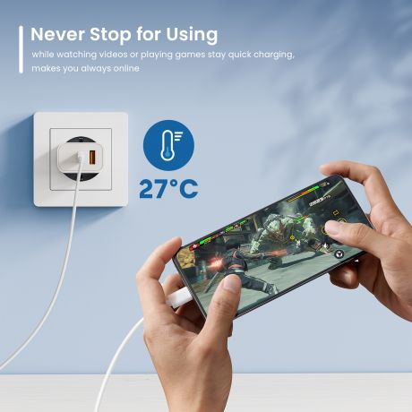 Ewent 20W GaN Fast USB-C PD and USB-A QC Charger, Compact Design – image 3