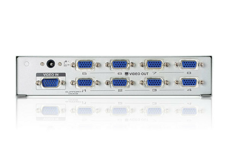 ATEN 8-Port VGA Video Splitter (300 MHz). Video port type: VGA, Video out: 8x VGA. Maximum resolution: 1920 x 1440 pixels,
