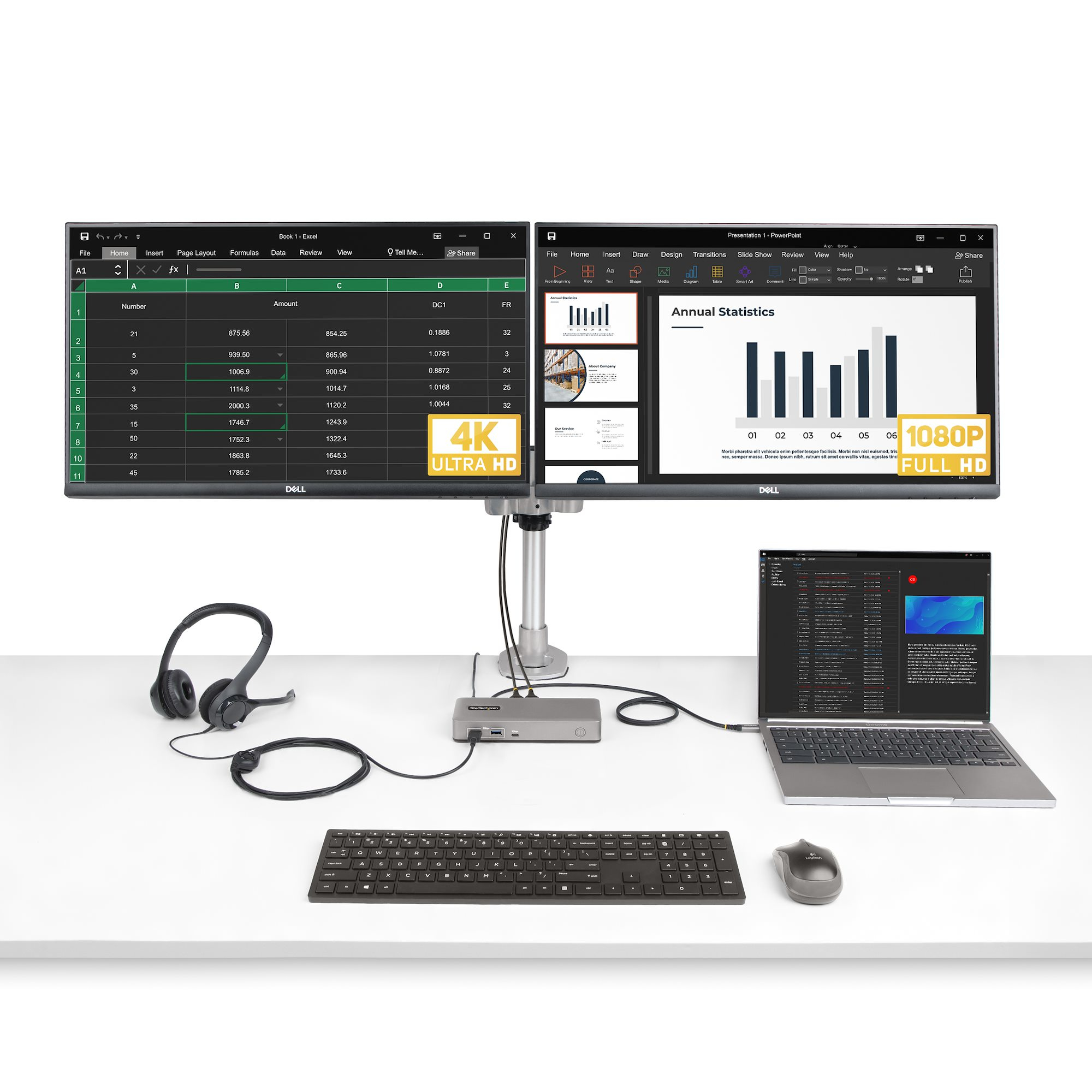 StarTech.com Dual-Monitor USB-C Docking Station, DisplayPort & HDMI or VGA, Multi Monitor Dock up to 4K – image 7