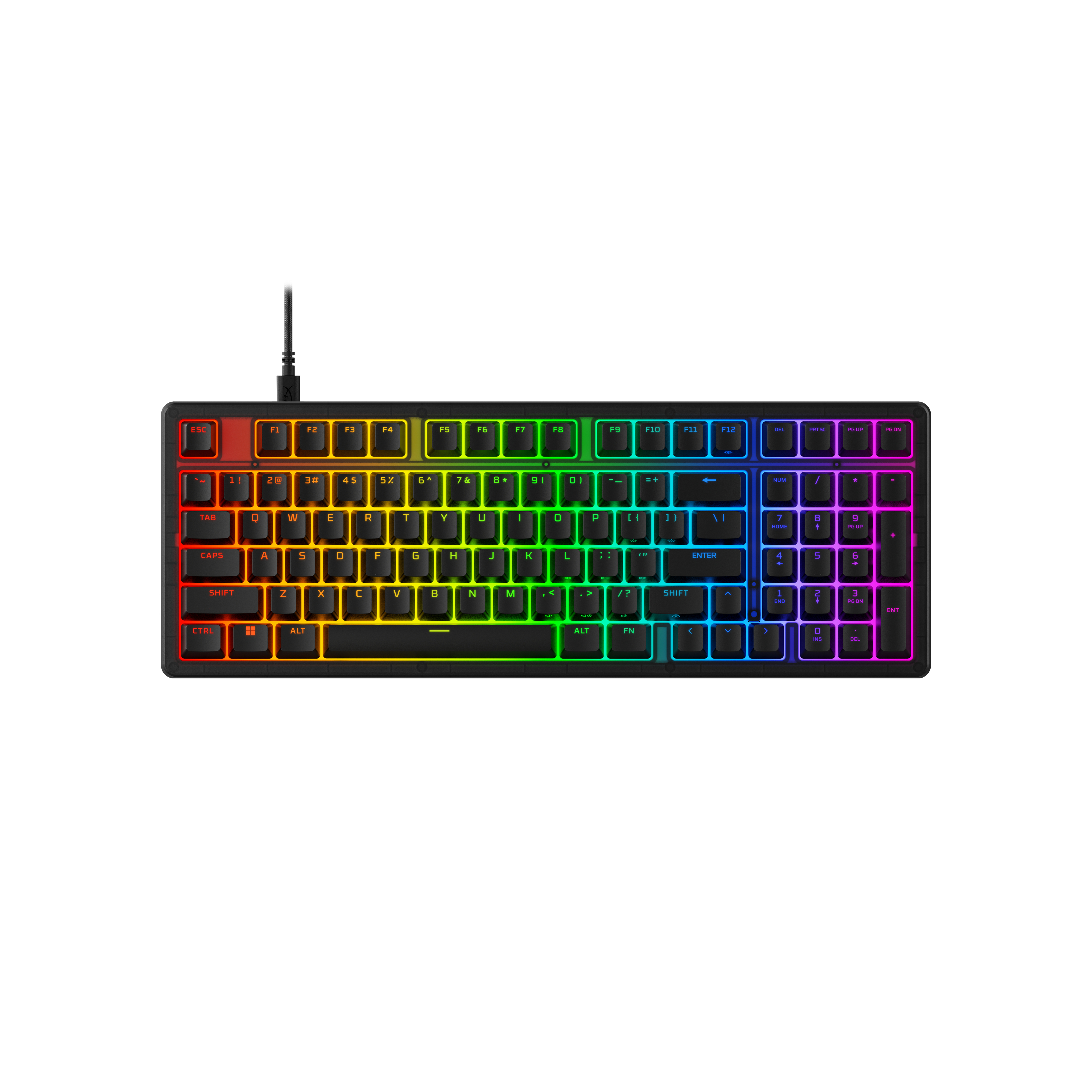 Teclado gaming - HyperX Origins 2 1800, Interruptores mecánicos, Hotswap, Perfil alto, 8K, Altura ajustable, Color negro