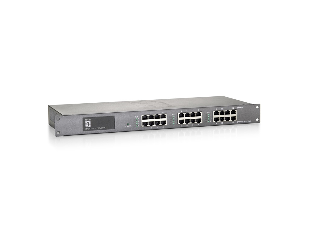 LevelOne 12-Port Fast Ethernet PoE Injector Hub – image 1