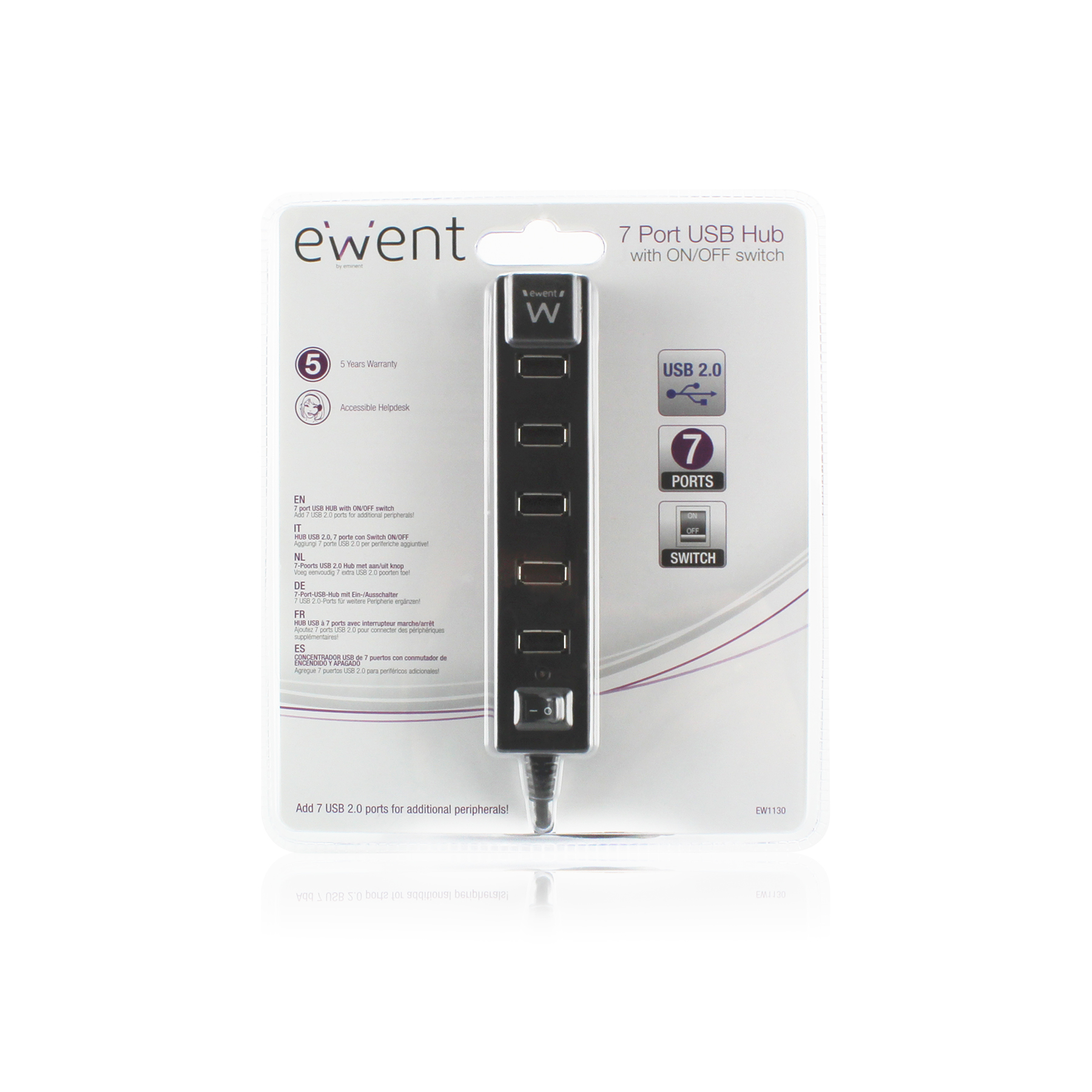 Ewent EW1130 interface hub 480 Mbit/s Black – image 4