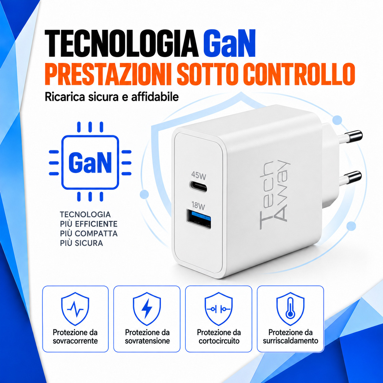 Tech Away GAN+ PD 45W CHARGER DUAL USB-A + USB-C PORT – image 4