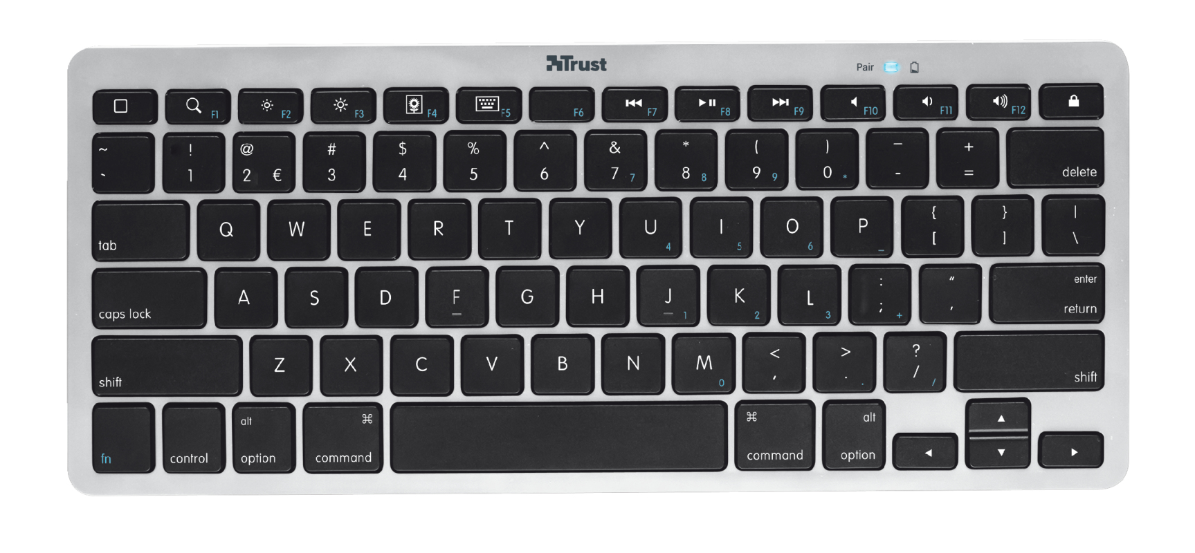 Trust 18552 mobile device keyboard Swiss Bluetooth Black, Grey – image 3