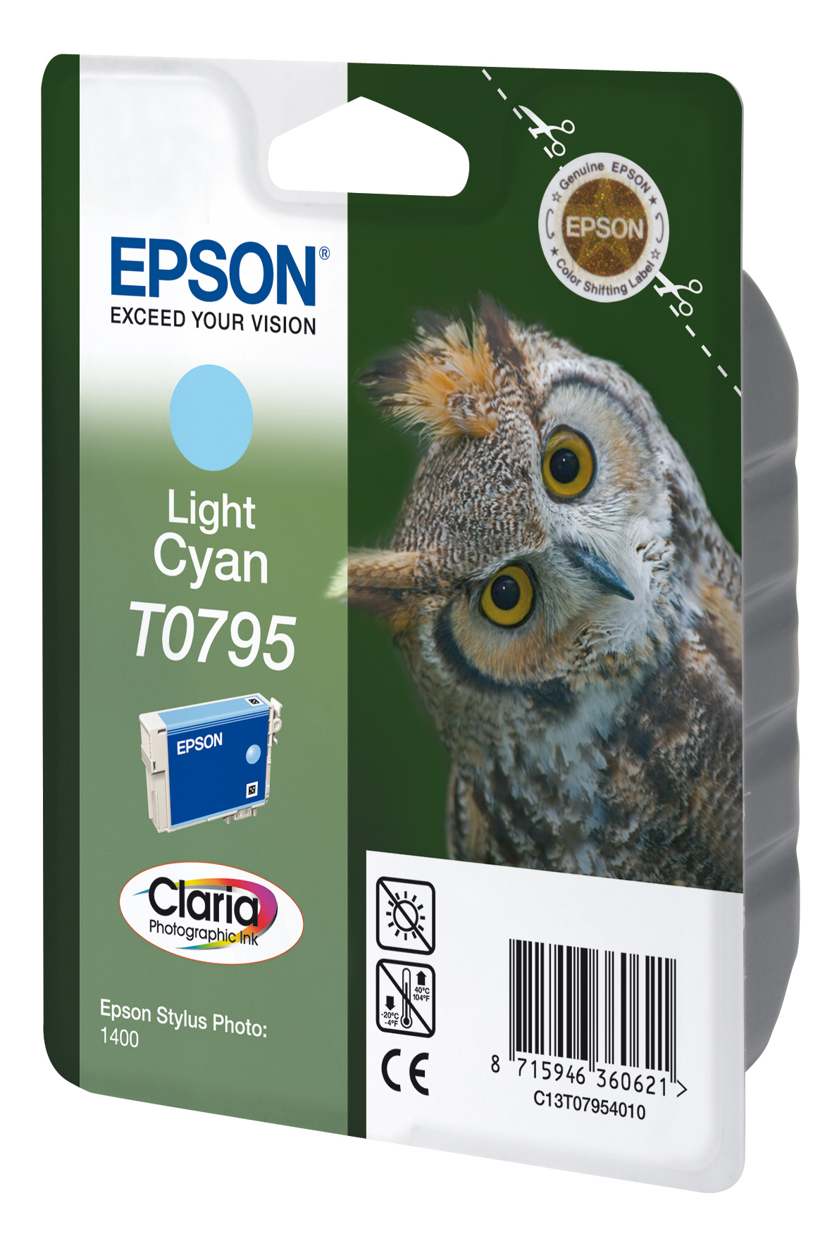 Epson Owl Singlepack Light Cyan T0795 Claria Photographic Ink – image 2