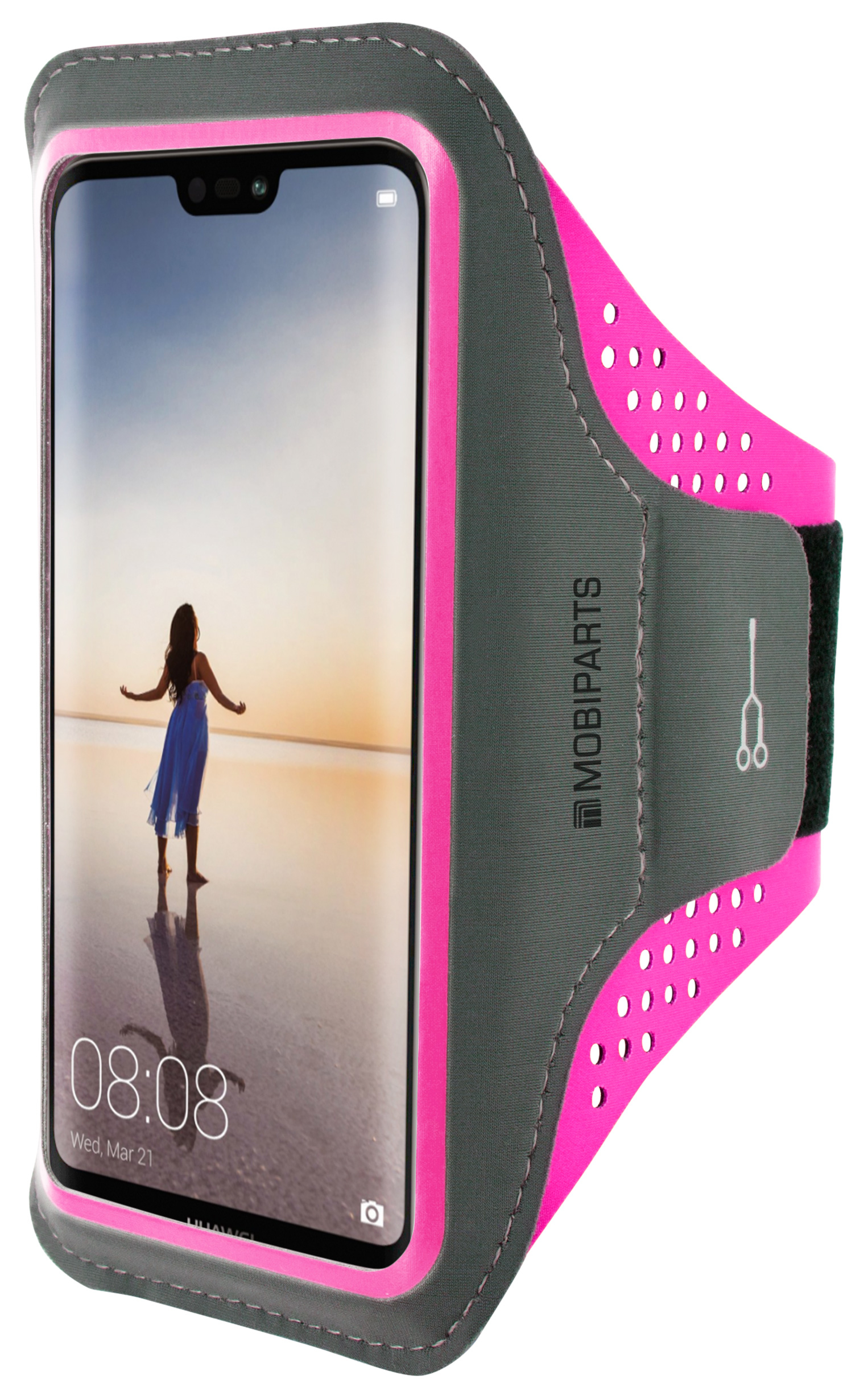 Mobiparts Comfort Fit Sport Armband Huawei P20 Lite Neon Pink – image 1