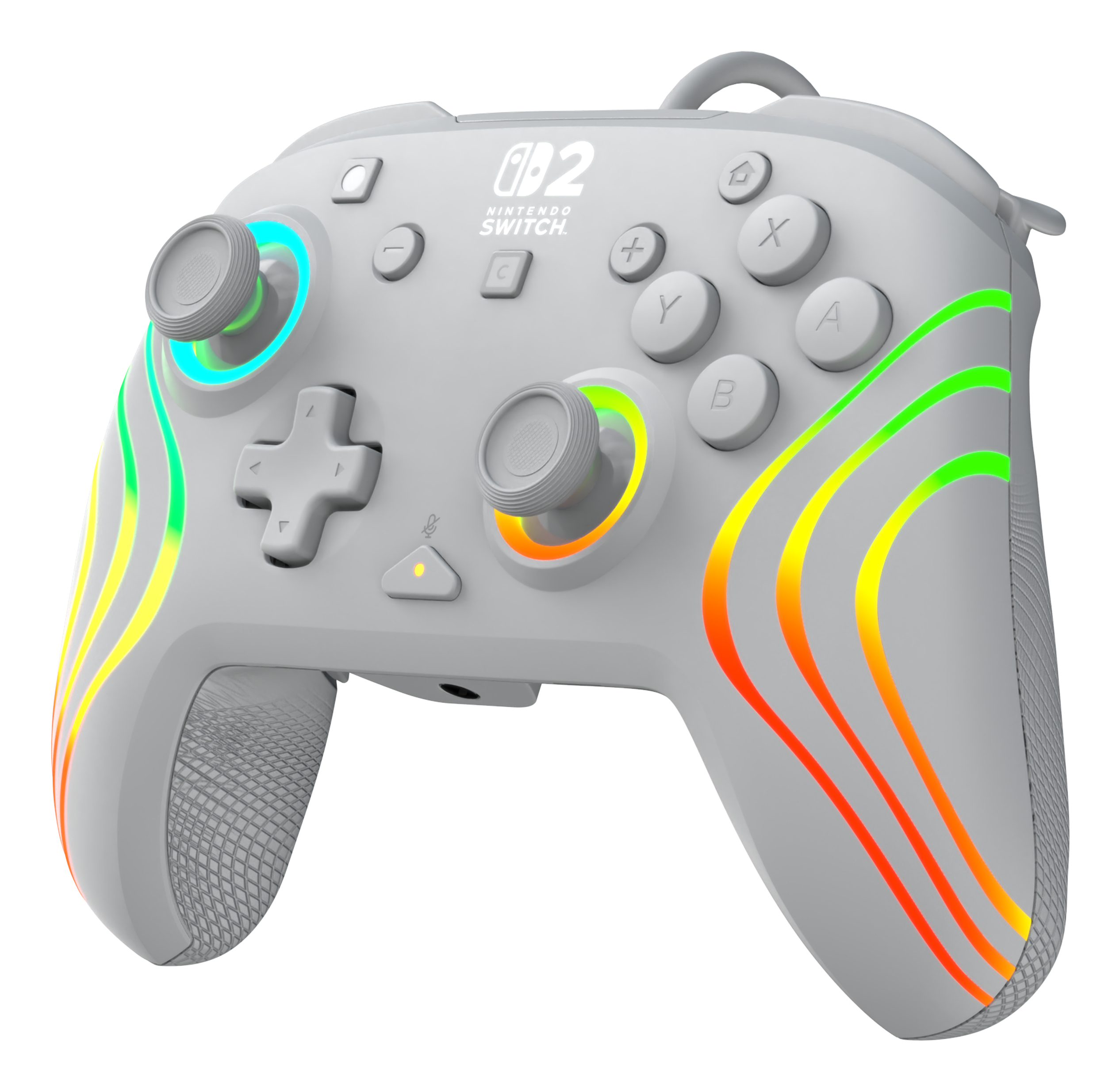 Turtle Beach Afterglow Wave Gris Manette de gaming RGB filaire Sous licence officielle pour Nintendo Switch 2