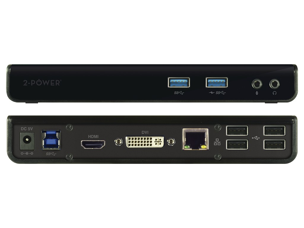 2-Power DOC0110A laptop dock/port replicator Wired USB 3.2 Gen 1 (3.1 Gen 1) Type-B Black – image 2