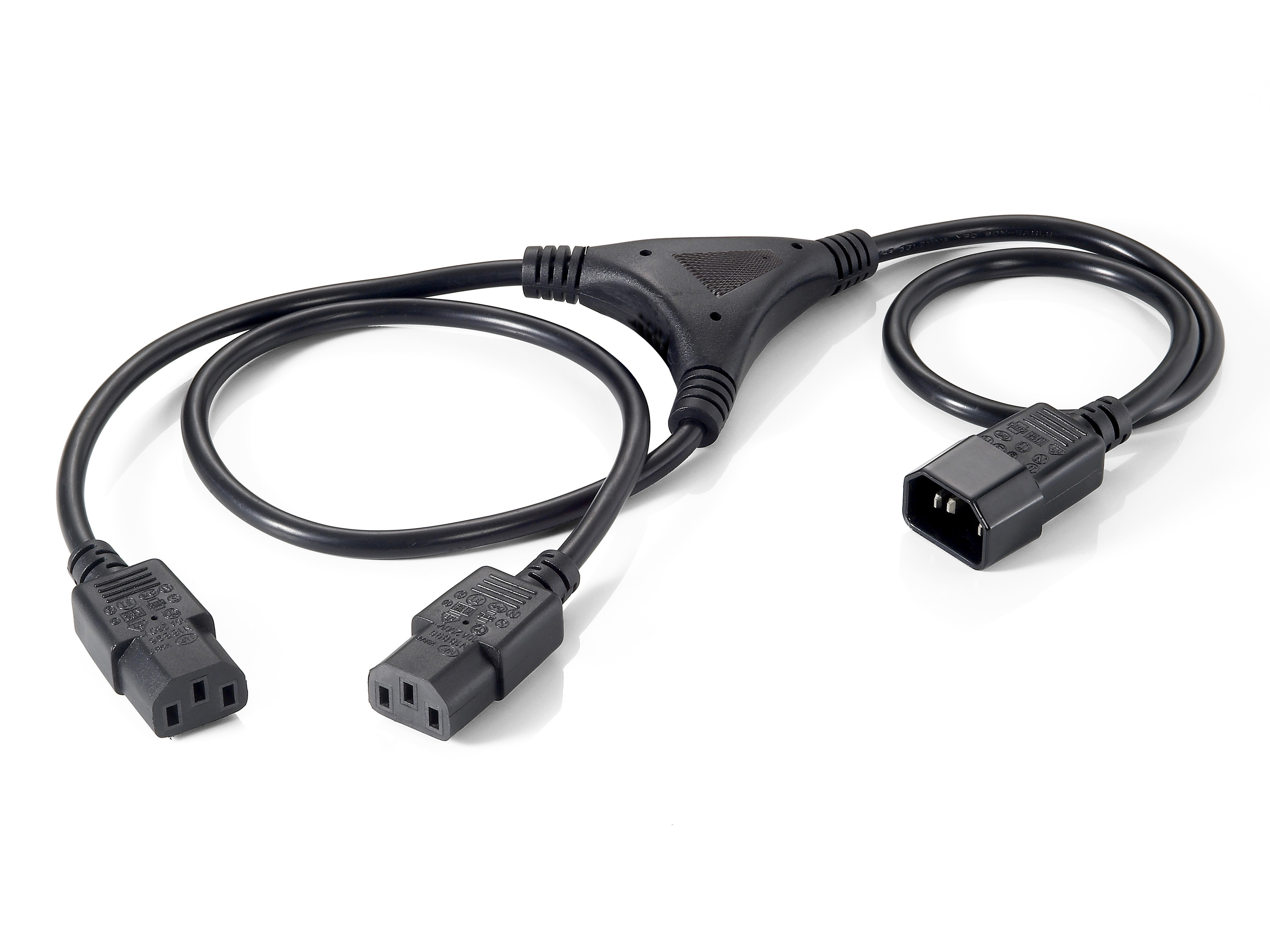 Equip Y-Netzverlängerung  IEC C14->2xIEC C13 St/Bu 1.60m PVC Polybeutel
