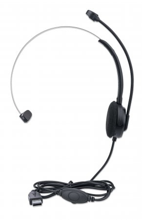 Manhattan Mono On-Ear Headset (USB), Microphone Boom (padded), Retail Box Packaging, Adjustable Headband, In-Line Volume Control, Ear Cushion, USB-A for both so – image 6