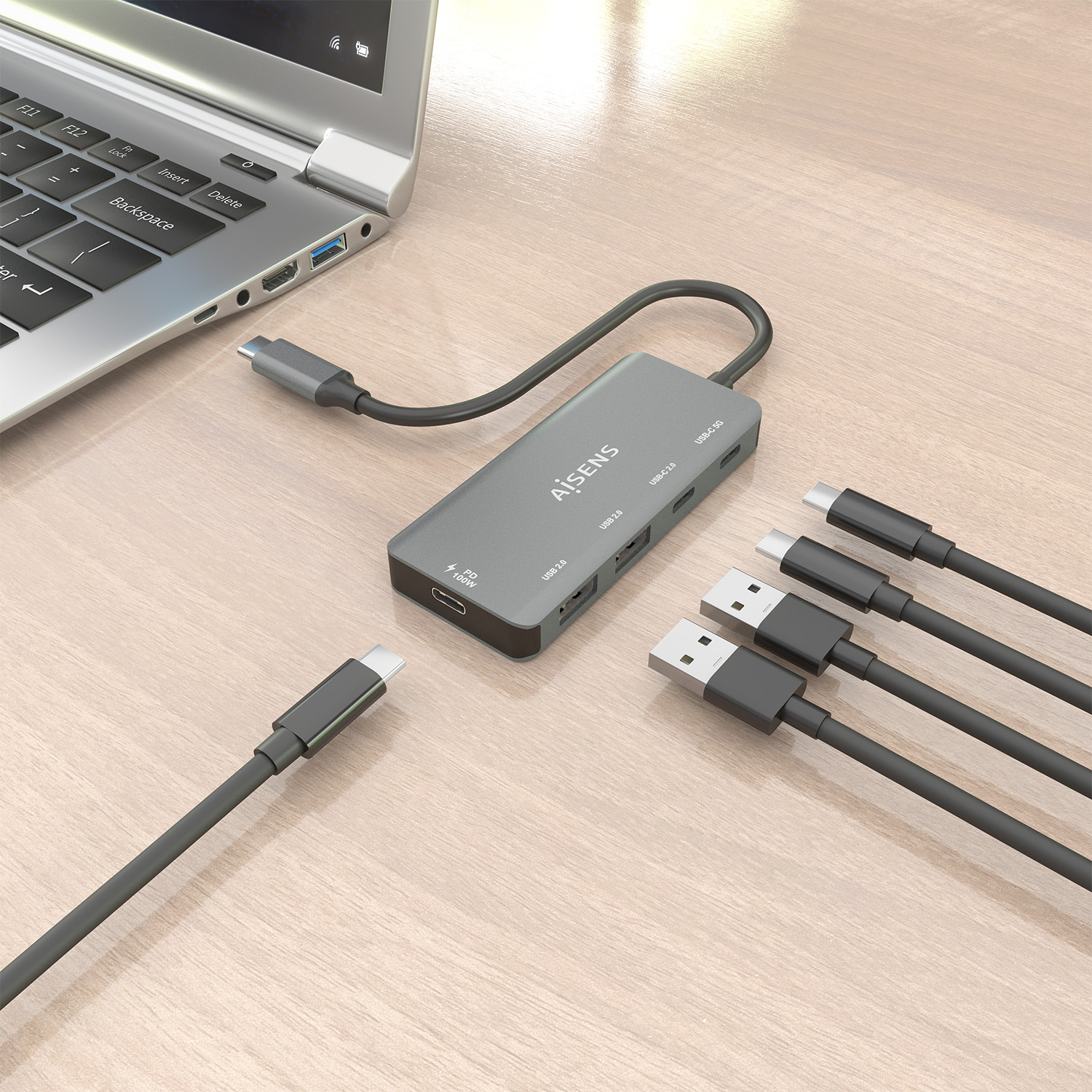 AISENS A109-0946 laptop dock/port replicator Wired USB 3.2 Gen 1 (3.1 Gen 1) Type-C Grey – image 5