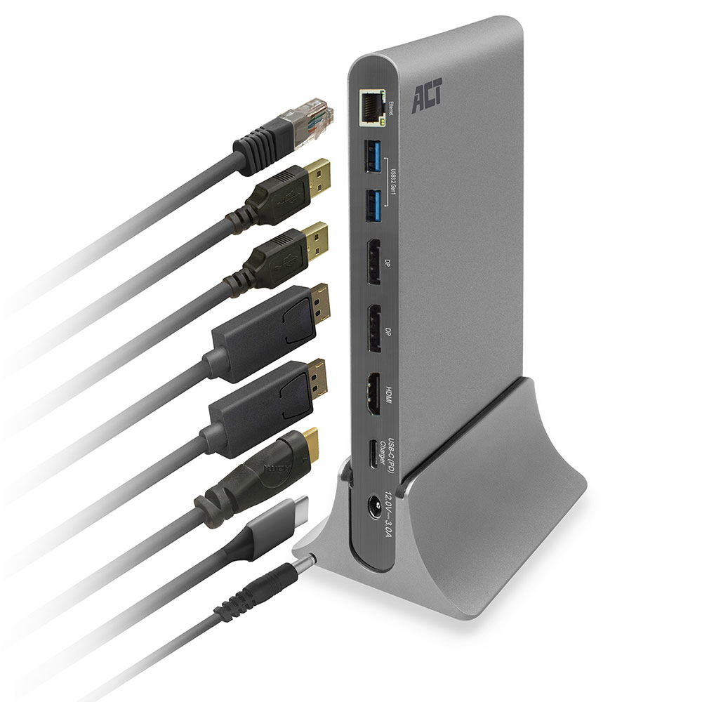 ACT AC7046 USB-C Docking Station 3 monitors HDMI, DisplayPort, with ethernet, USB hub, card reader and audio – image 7
