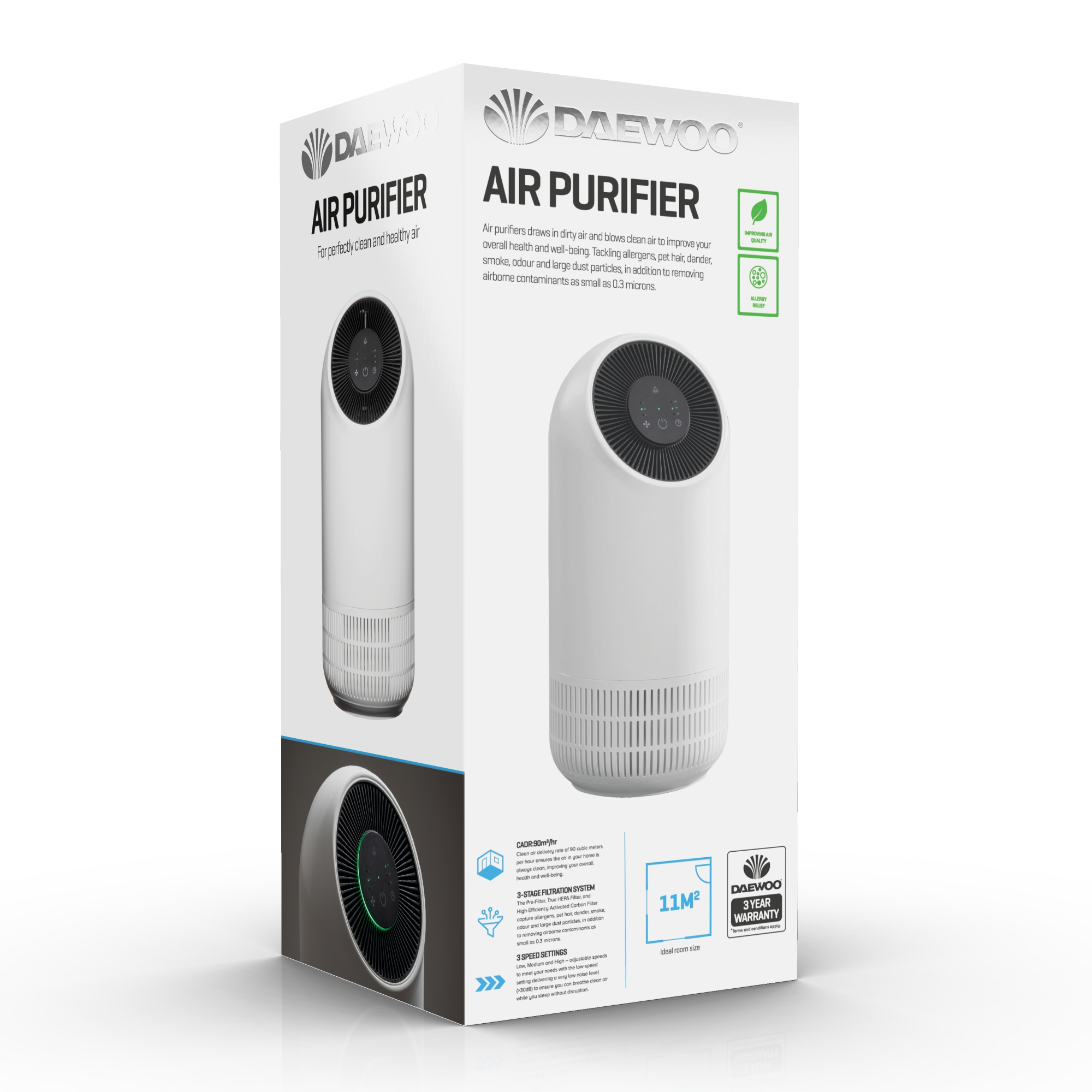 Daewoo COL1524GE air purifier 11 m² White – image 1