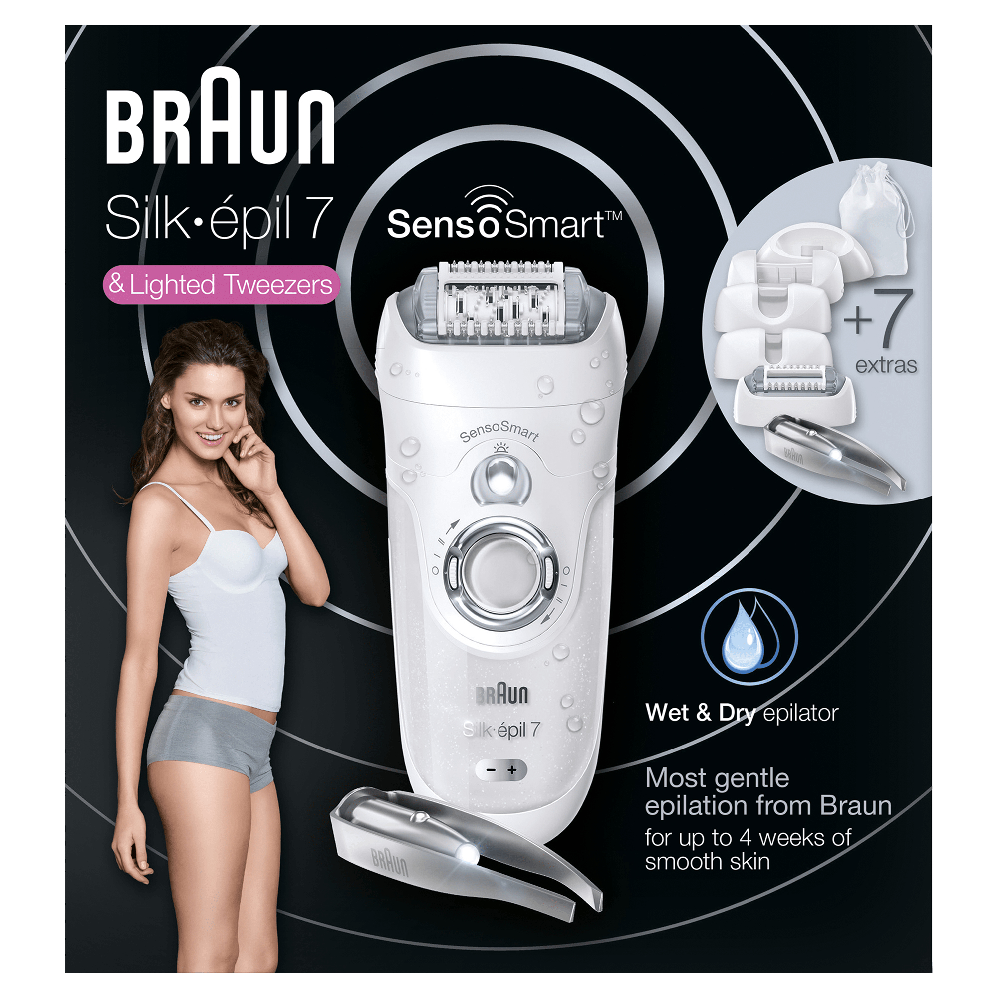 Braun Silk-épil 7 81646967 epilator 40 tweezers White, Silver