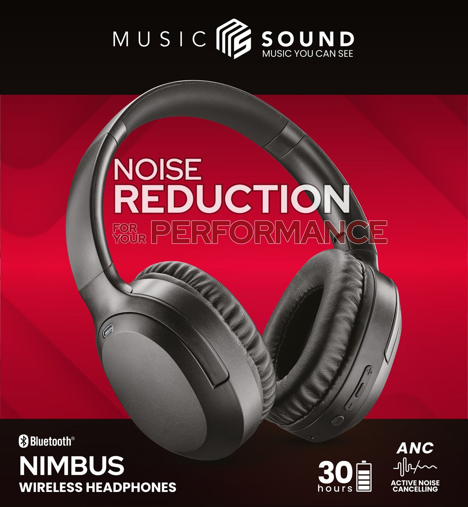 Music Sound BLUETOOTH HEADPHONES MS NIMBUS BLACK – image 7