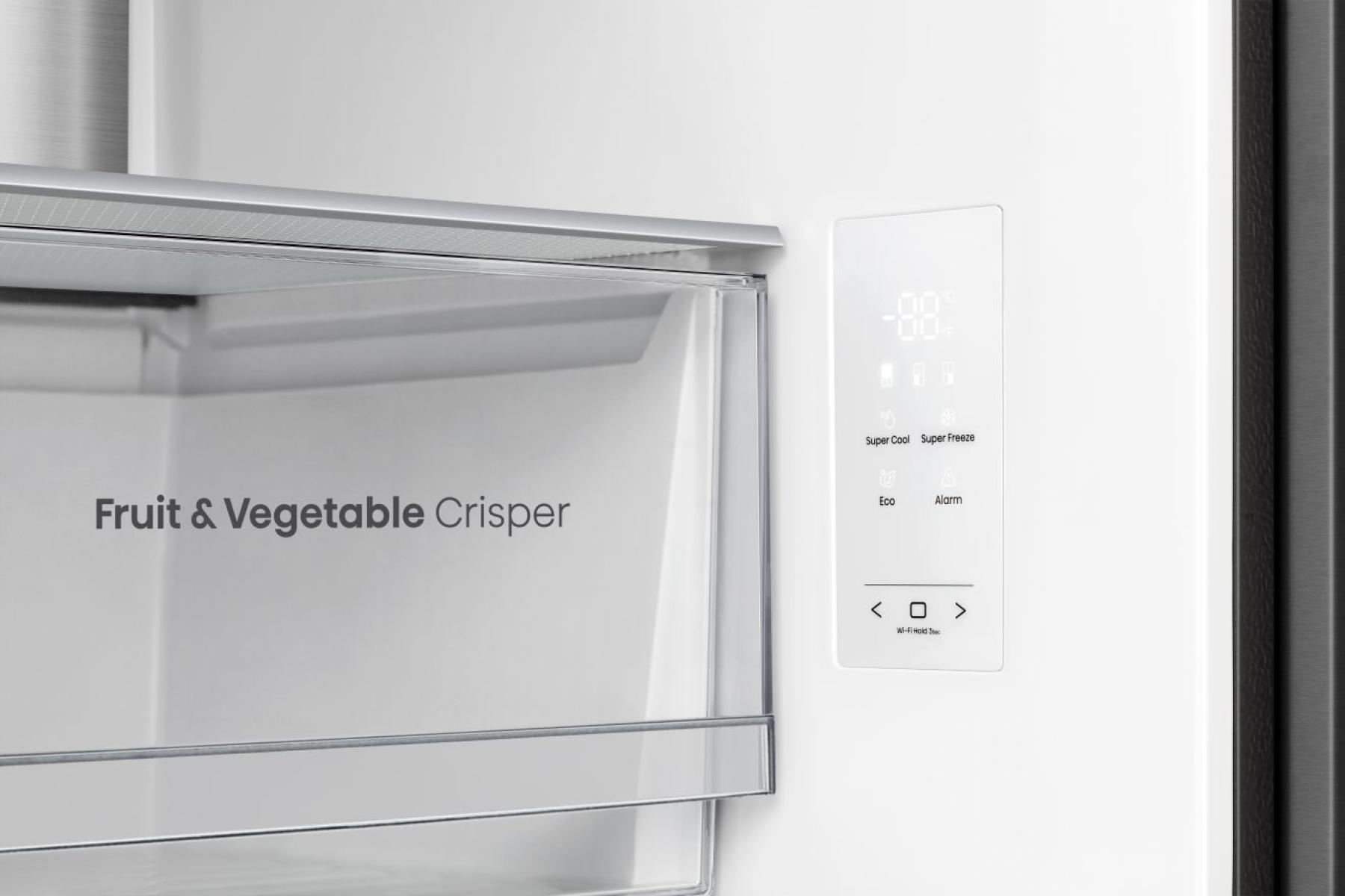 Hisense This cross door fridge with a glossy black finish combines spacious storage with a sleek design. Adjust settings remotely with Wi Fi, prevent ice buildu – image 9