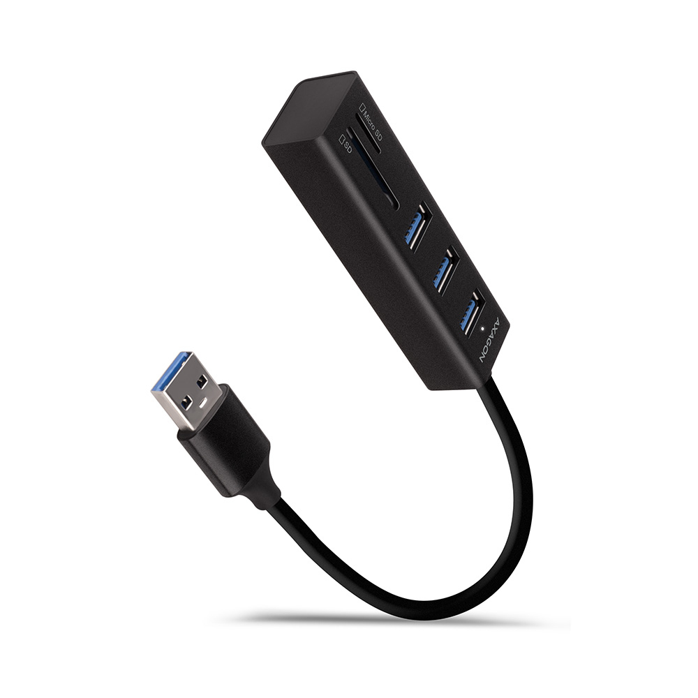 Axagon HMA-CR3A Metal USB 3.2 Gen 1 multi-port hub with three USB ports and card reader – image 1