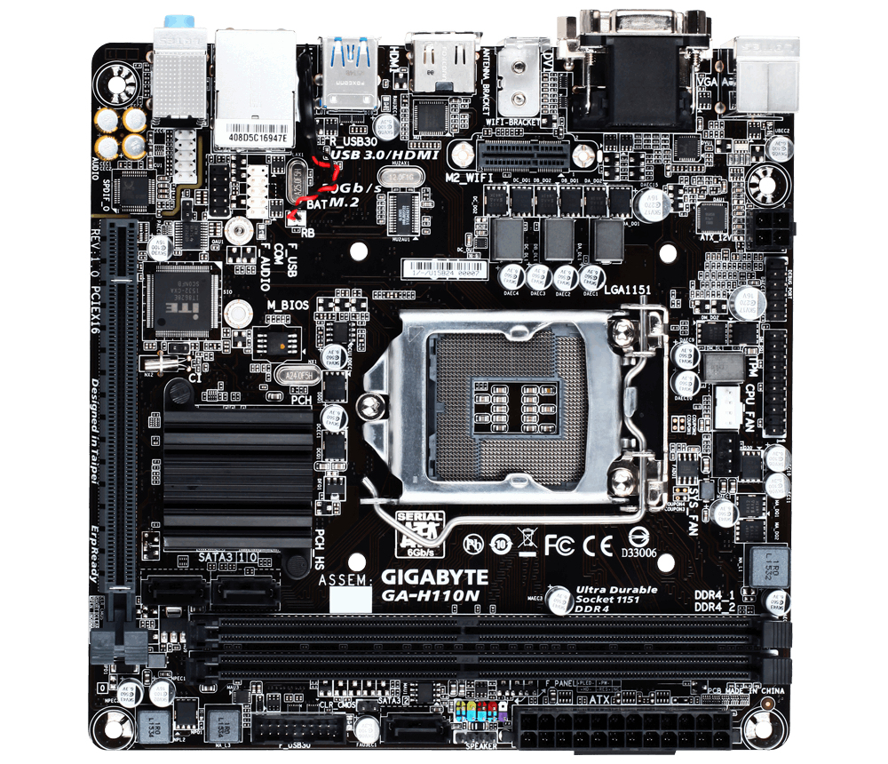 GIGABYTE GA-H110N motherboard Intel® H110 mini ITX – image 2