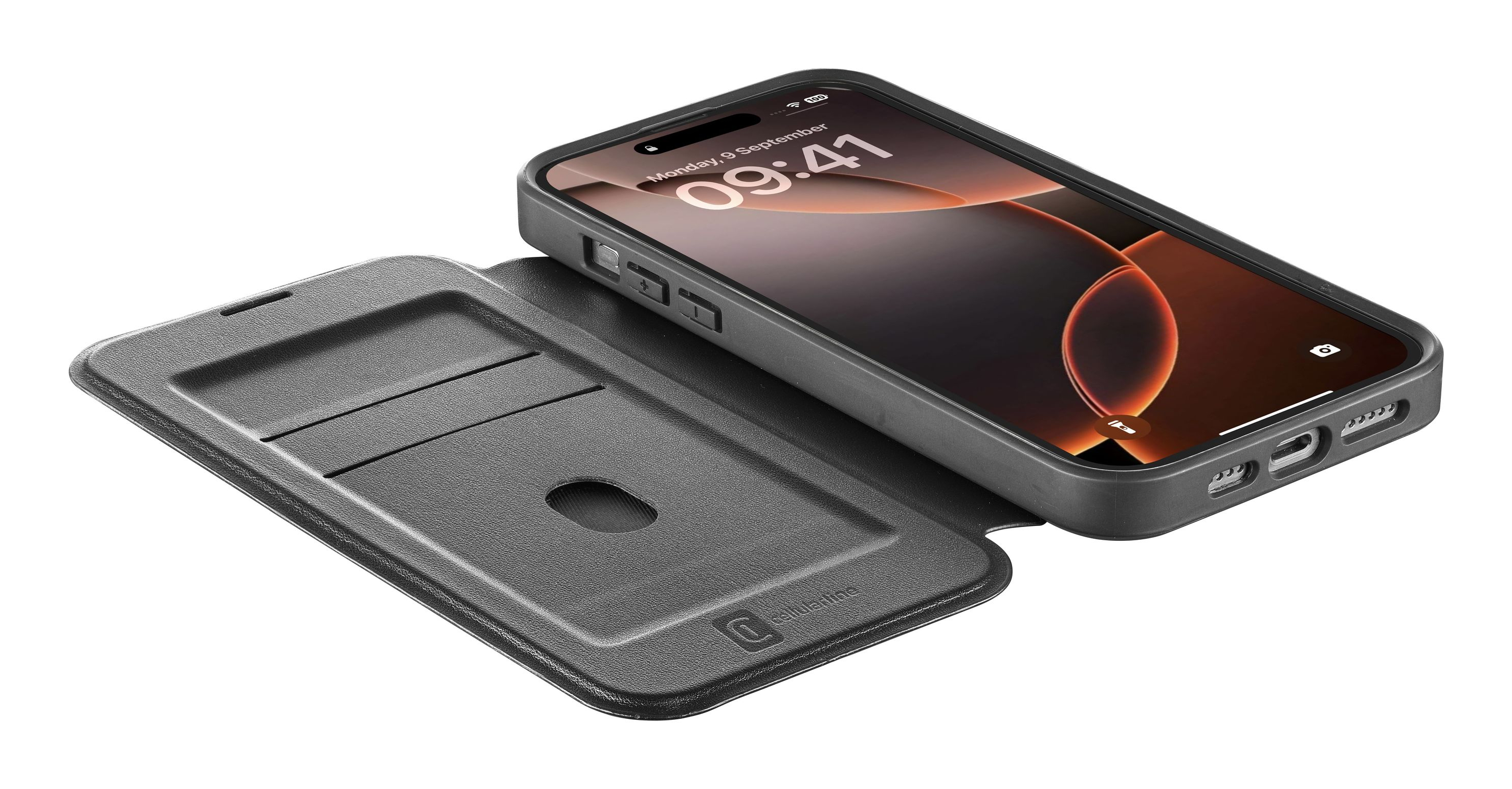 Daily Mag - iPhone 16 Pro Buchhülle mit halbdurchsichtigem Hartdeckel, kompatibel mit dem Magsafe®-Ökosystem