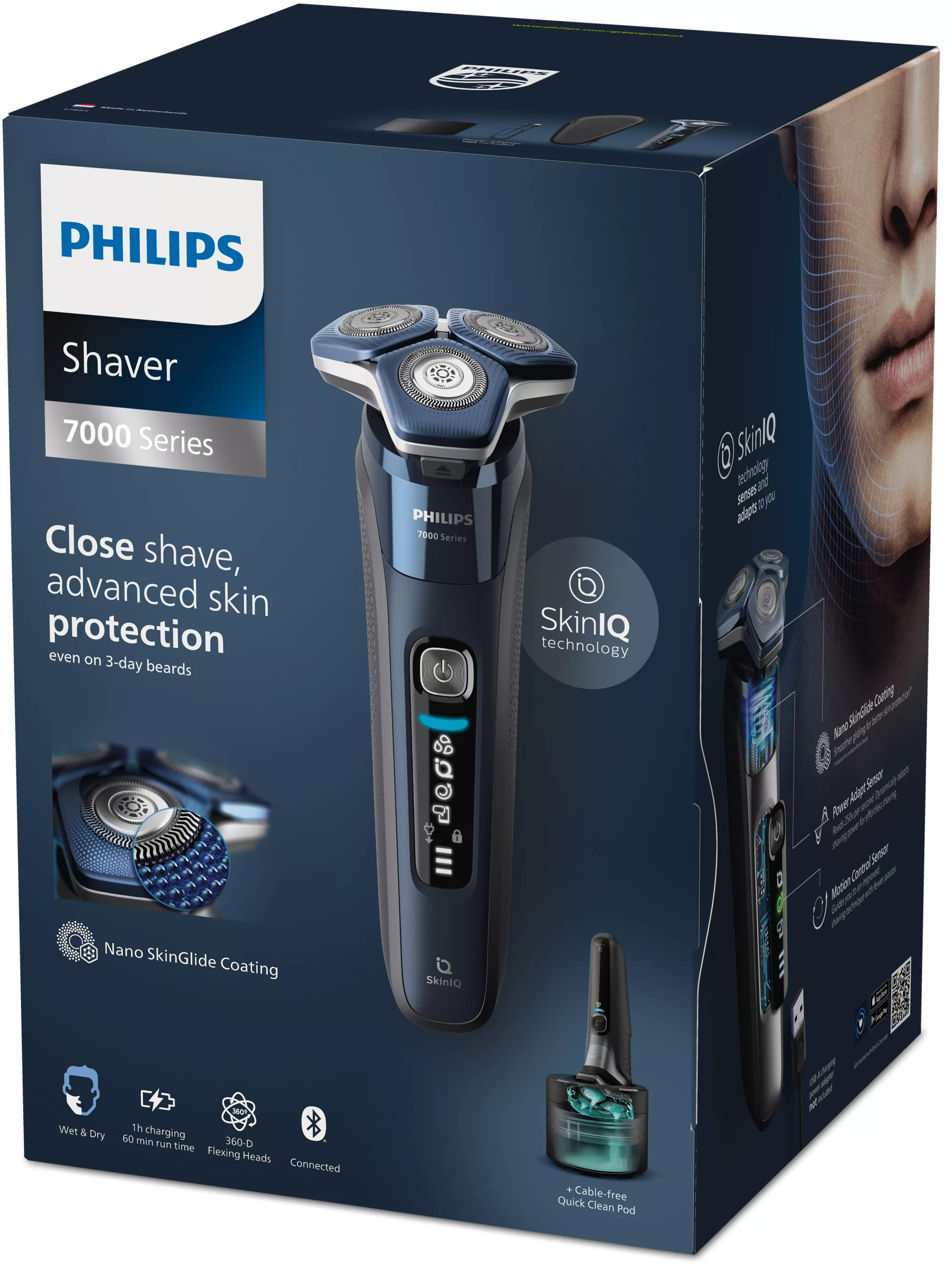 Philips SHAVER Series 7000 S7885/50 men's shaver Rotation shaver Trimmer Black, Blue – image 3