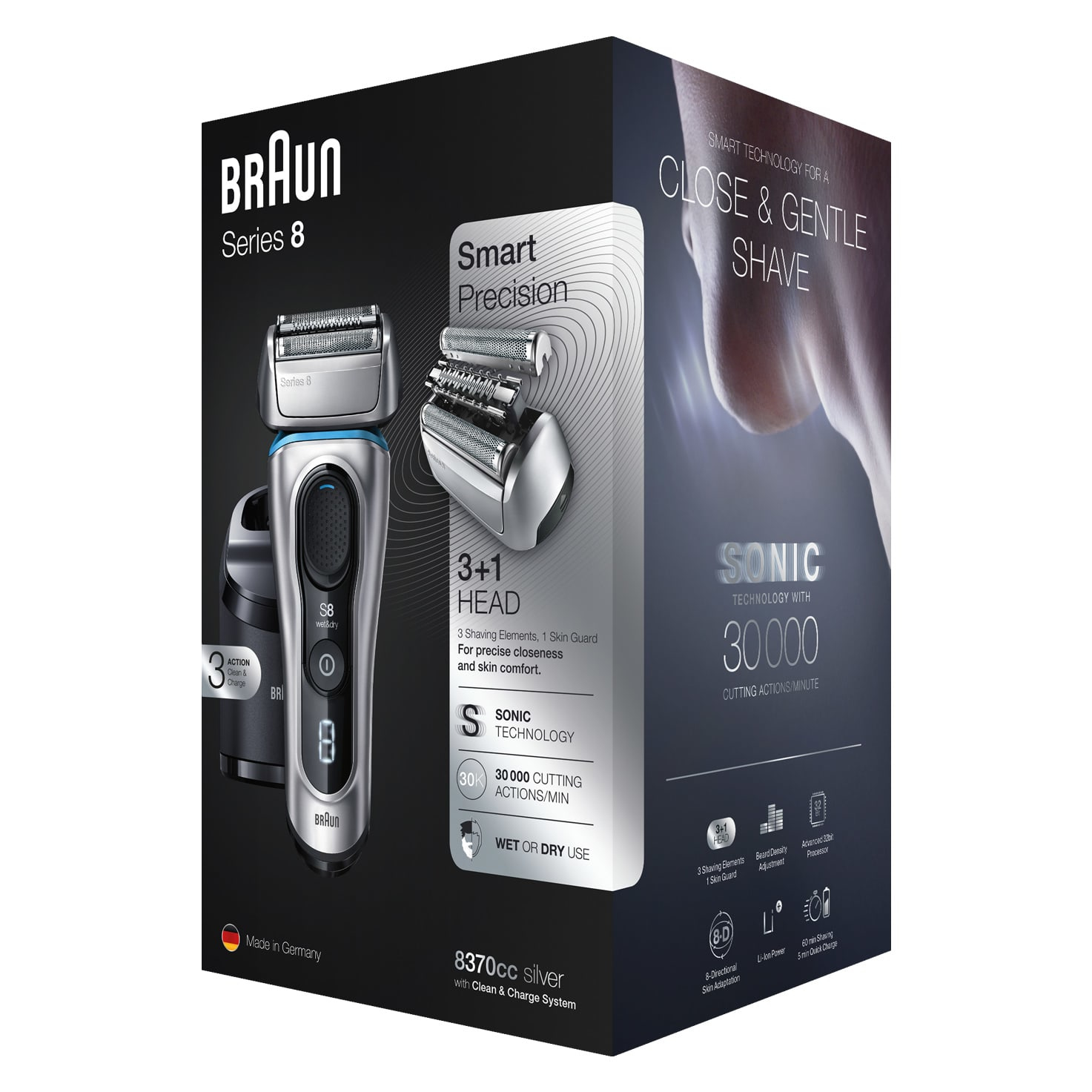 Braun Series 8 8370cc Foil shaver Trimmer Black, Silver – image 5