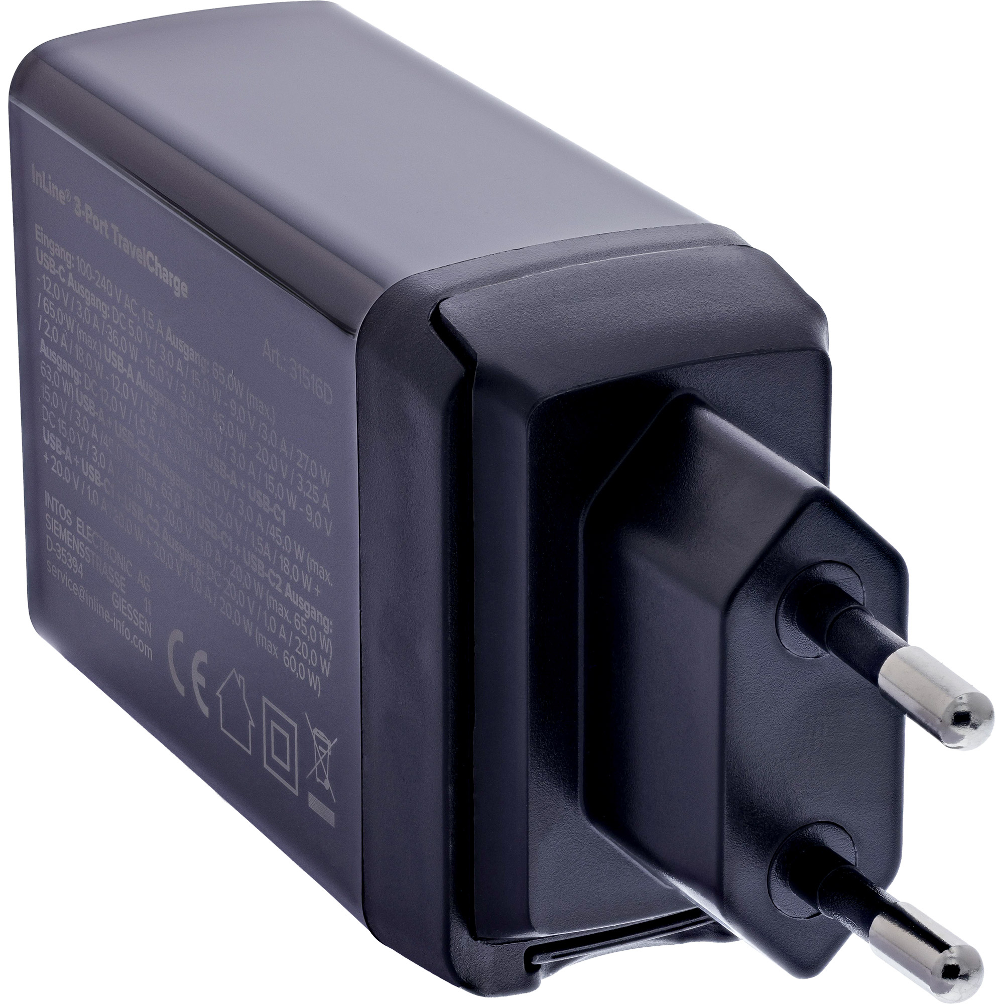 InLine 31516D mobile device charger Universal Black AC Fast charging Indoor – image 2