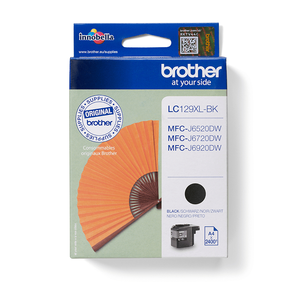 Brother LC129XLBK mustekasetti 1 kpl Alkuperäinen Korkea (XL) värintuotto Musta