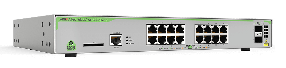 Allied Telesis AT-GS970M/18PS-30 network switch Managed L3 Gigabit Ethernet (10/100/1000) Power over Ethernet (PoE) Grey