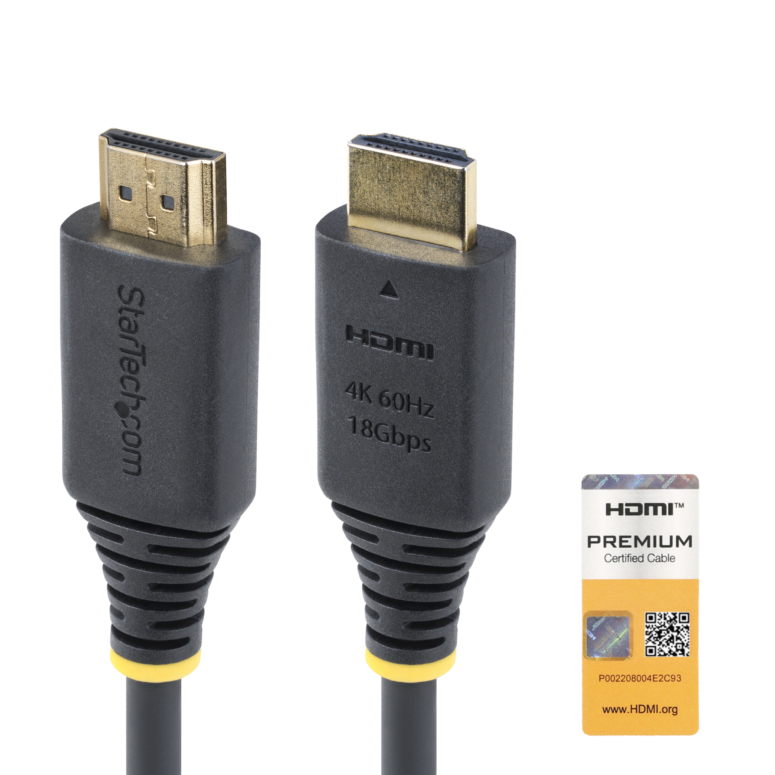 StarTech.com Cavo HDMI ad alta velocità certificato Premium da 1m 4K 60Hz/1440p 144Hz HDR10/HDCP 2.2/ARC 18Gbps cavo UHD HDMI