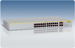 Allied Telesis 24-ports 10/100/1000TX PoE stackable GE Switch w/ 4 combo ports, European power cord
