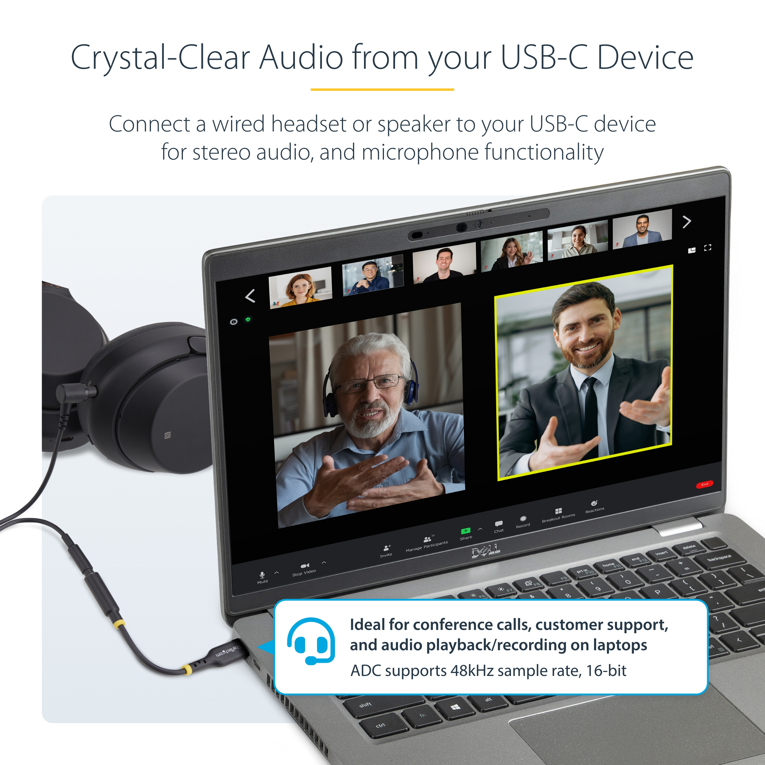 صورة محول صوت USB-C إلى 3.5 ملم StarTech.com USBCAUDIO2
