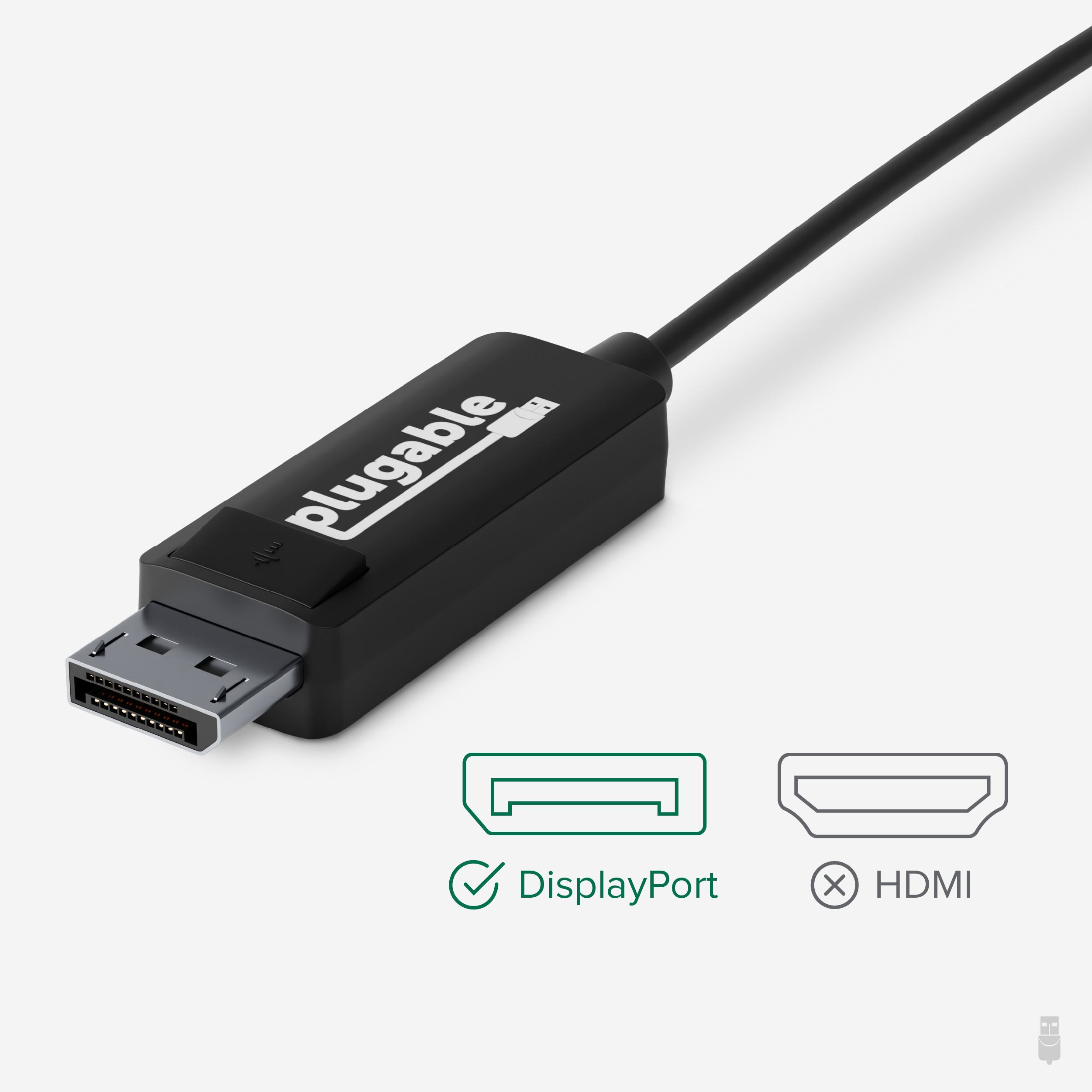 Resim Plugable Technologies USBC-DP USB-C - DisplayPort 1.2 Kablo Adaptörü, 1,8 m, 4K@60Hz, Siyah
