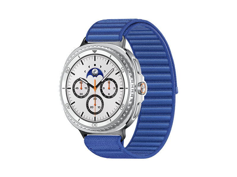 Samsung Galaxy Watch 8 Classic, Bluetooth, 46mm, Hybrid Band, White + Fabric Band, Blue, M/L