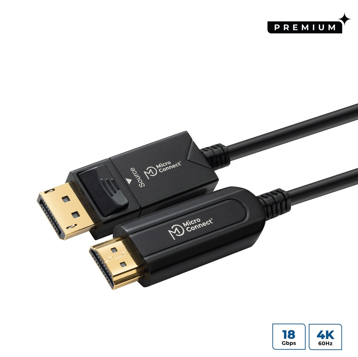 كابل Microconnect DP-MMG-2500V1.4OP DisplayPort، 25 متر، مطلي بالذهب