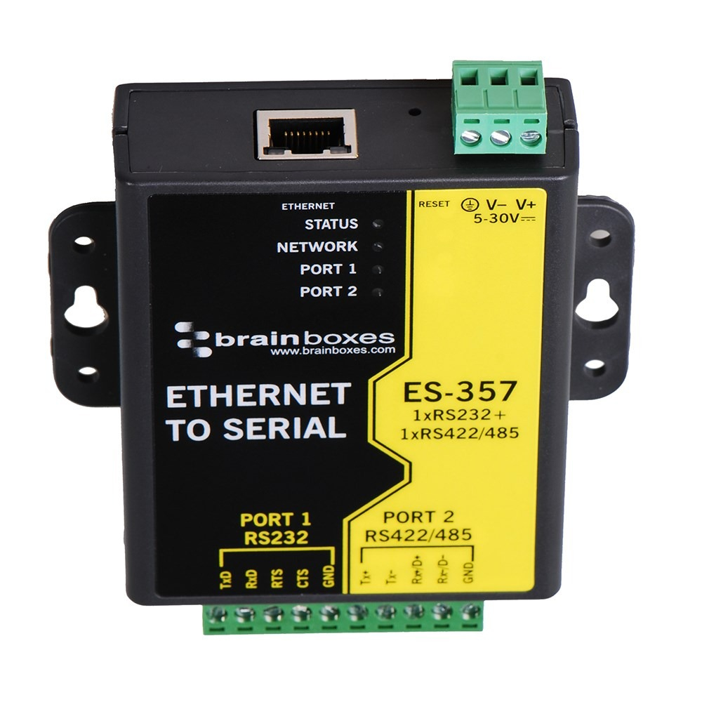 Brainboxes ES-357 1 Port RS232 and 1 Port RS422/485 Ethernet to Serial Adapter – image 3