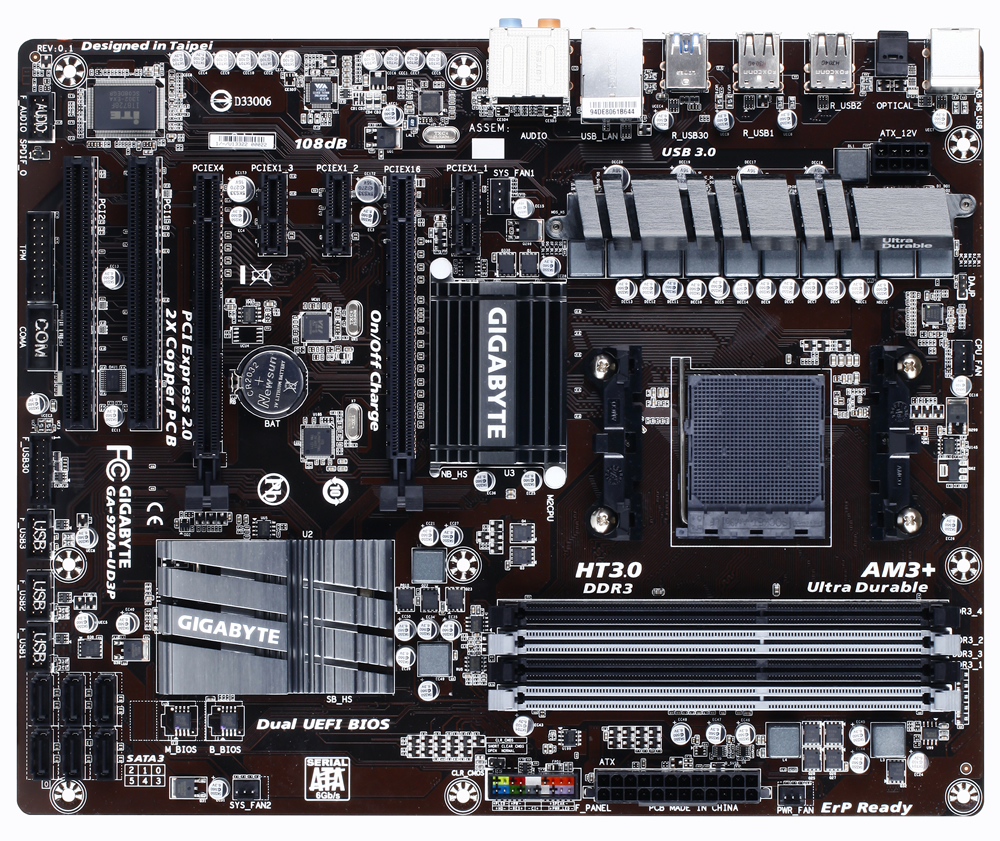 GIGABYTE GA-970A-UD3P motherboard AMD 970 Socket AM3+ ATX