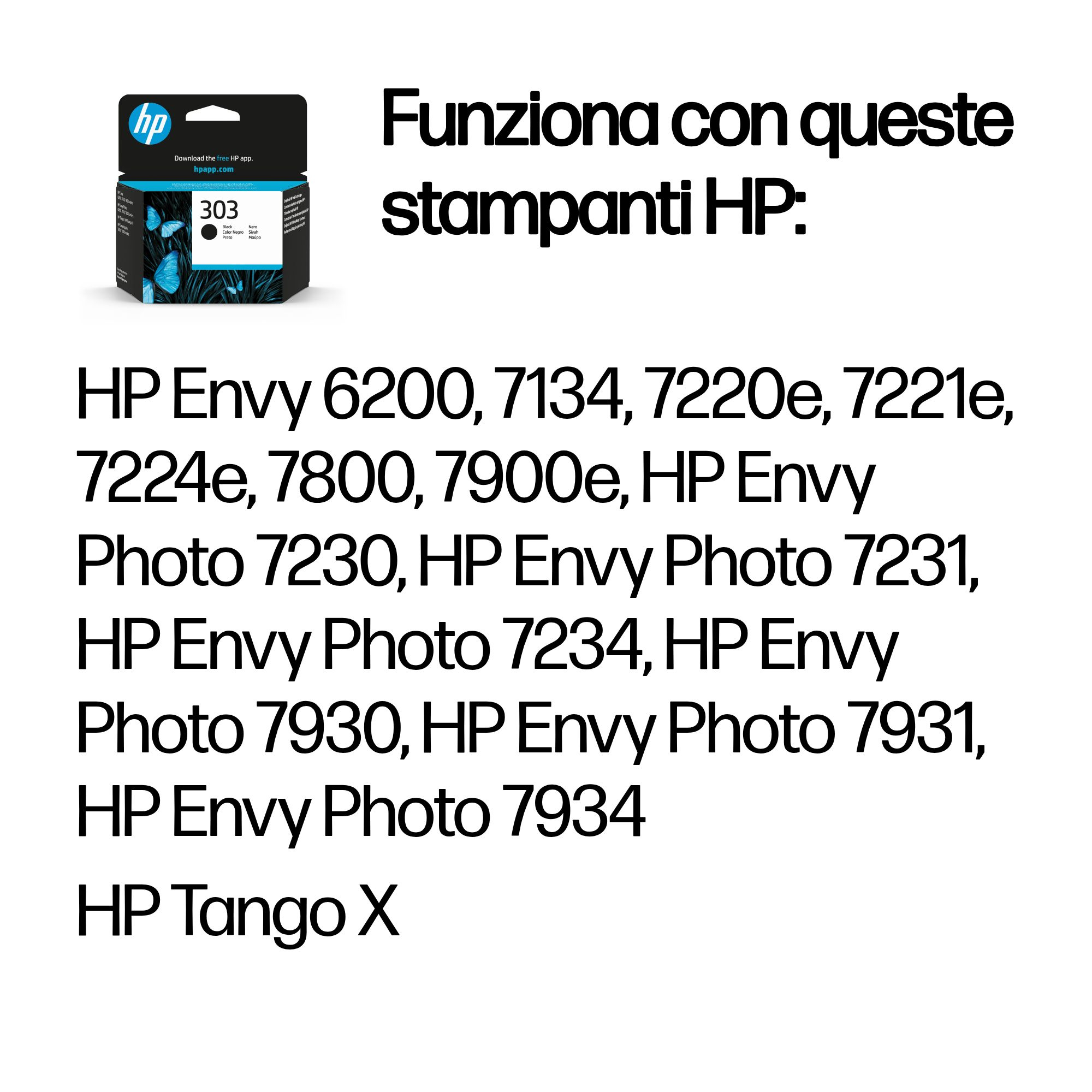 HP 303 Black Original Ink Cartridge - Ink - [K] - per HP Envy 6200, 7100, 7800 series - Miniatura 2