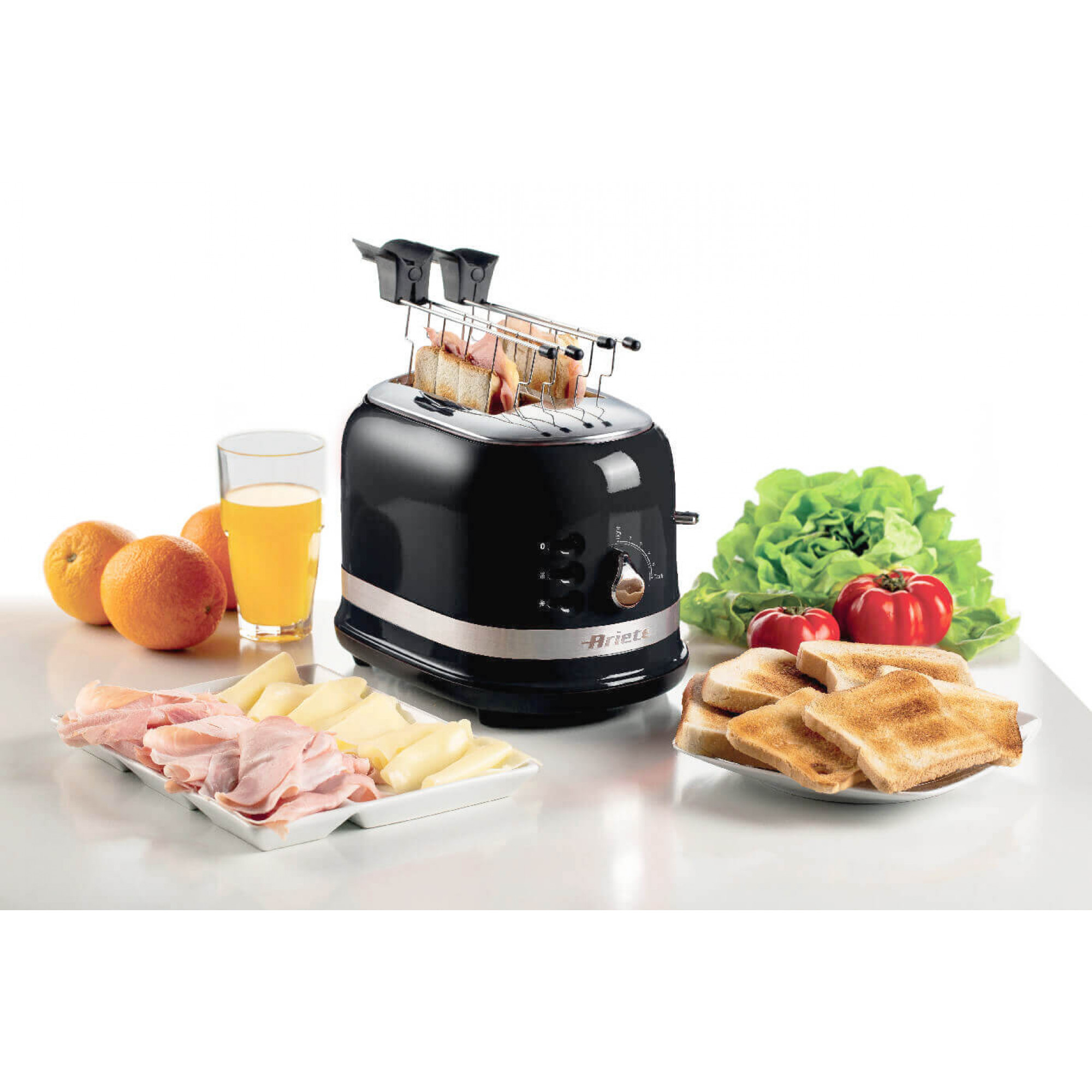 Ariete 149 Modern white toaster with tongs for 2 slices of bread, sandwich or toast - 6 browning levels - Defrosting - Modern line - Black – image 3