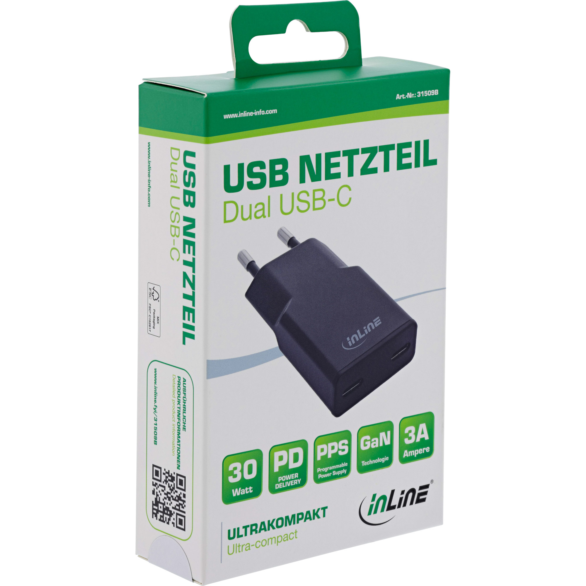 InLine USB power supply charger Dual USB-C, PD, PPS – image 7