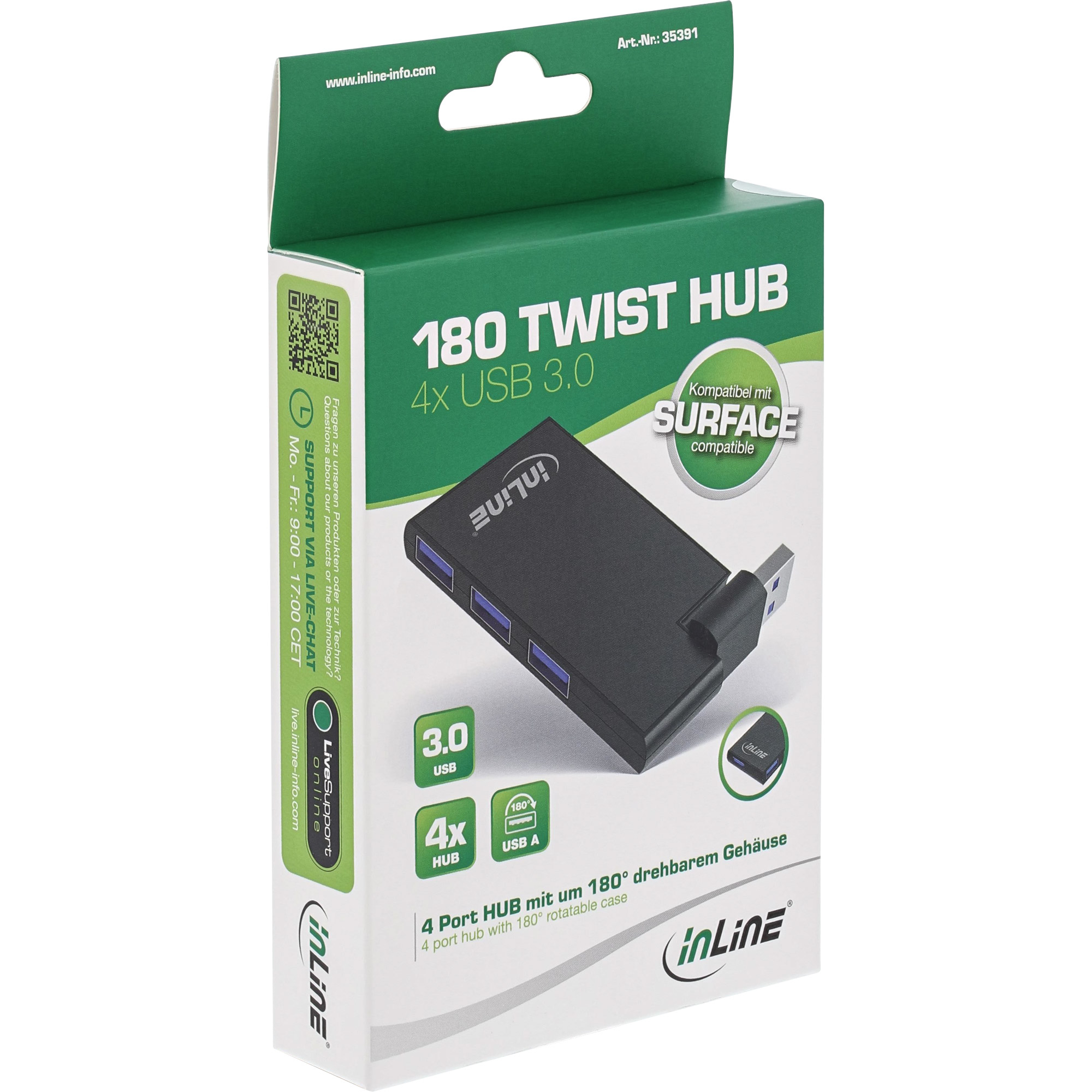 InLine USB 3.0 Rotatable Hub, 4 Port, black – image 6