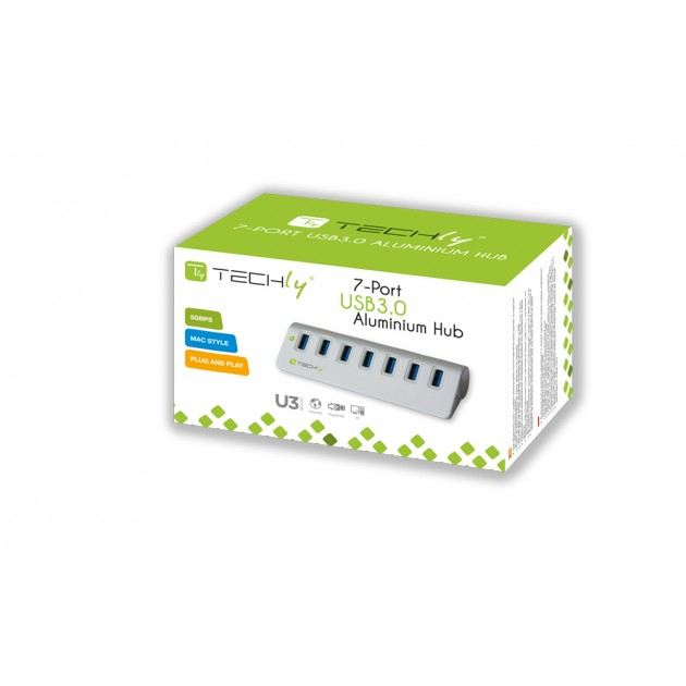 Techly Hub USB 3.0 Super Speed ​​7 Ports A Female Aluminum IUSB3-TLY730 – image 9