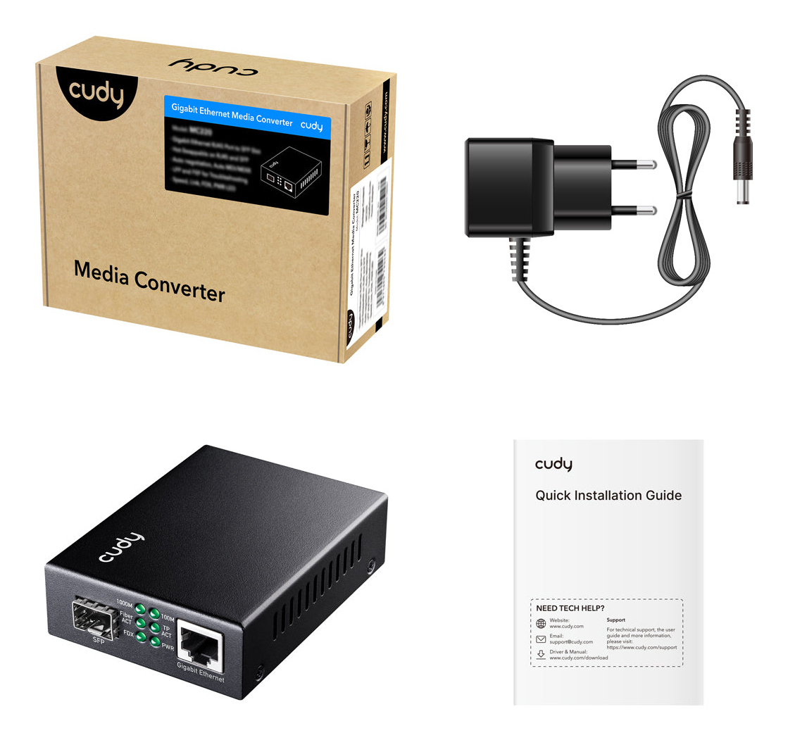Cudy MC220 network media converter 1000 Mbit/s 1310 nm Single-mode Black – image 3