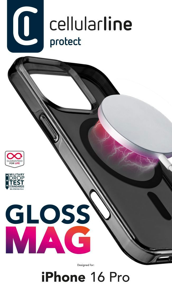 Cellularline Gloss Mag - iPhone 16 Pro Magnetic case for charging and attaching to the MagSafe charger – image 2