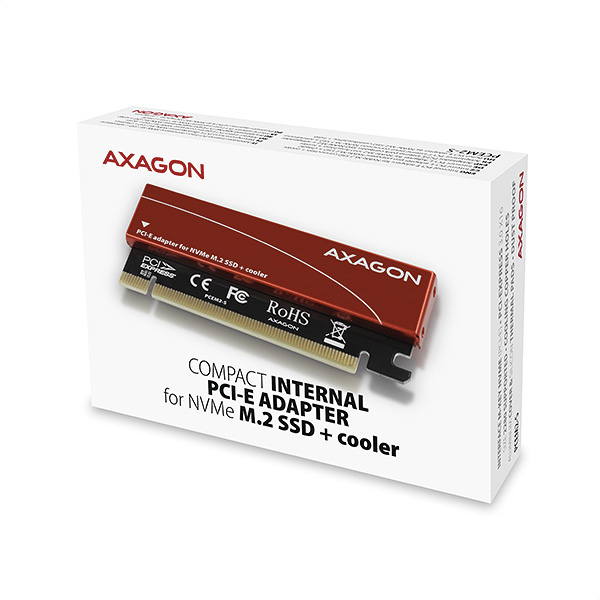Axagon PCEM2-S PCIe x16 - M.2 NVMe M-key slot adapter, w. passive alu heatsink – image 9