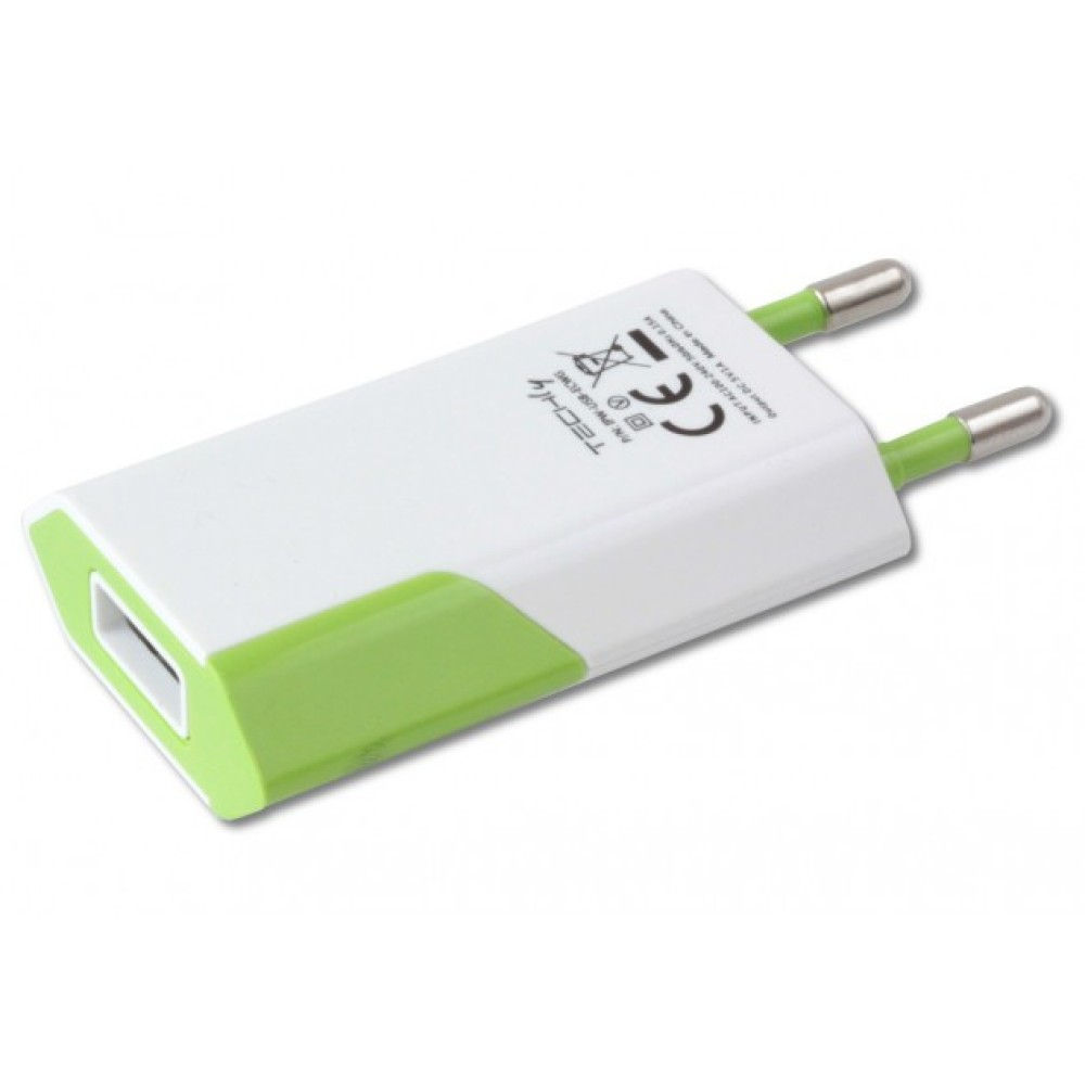 Techly Compact Charger USB 1A European Plug White/Green – image 4